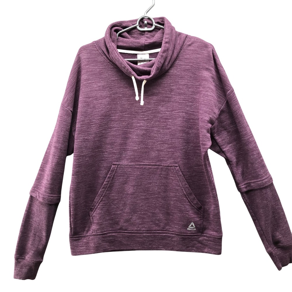 Reebok Cowl Neck Sweatshirt Womens M Purple Heathered‎ Pullover Fleece Athletic